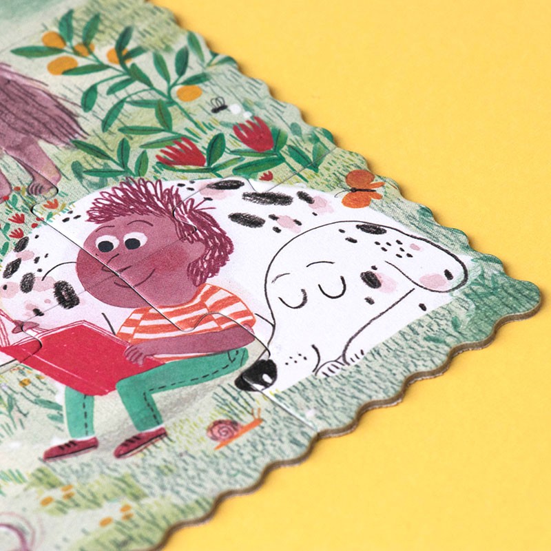 24-piece-double-sided-pocket-puzzle-cats-and-dogs with cartoon characters on a yellow background