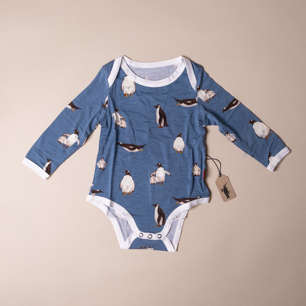 Bamboo Stretch Long Sleeve Onesie | Penguins