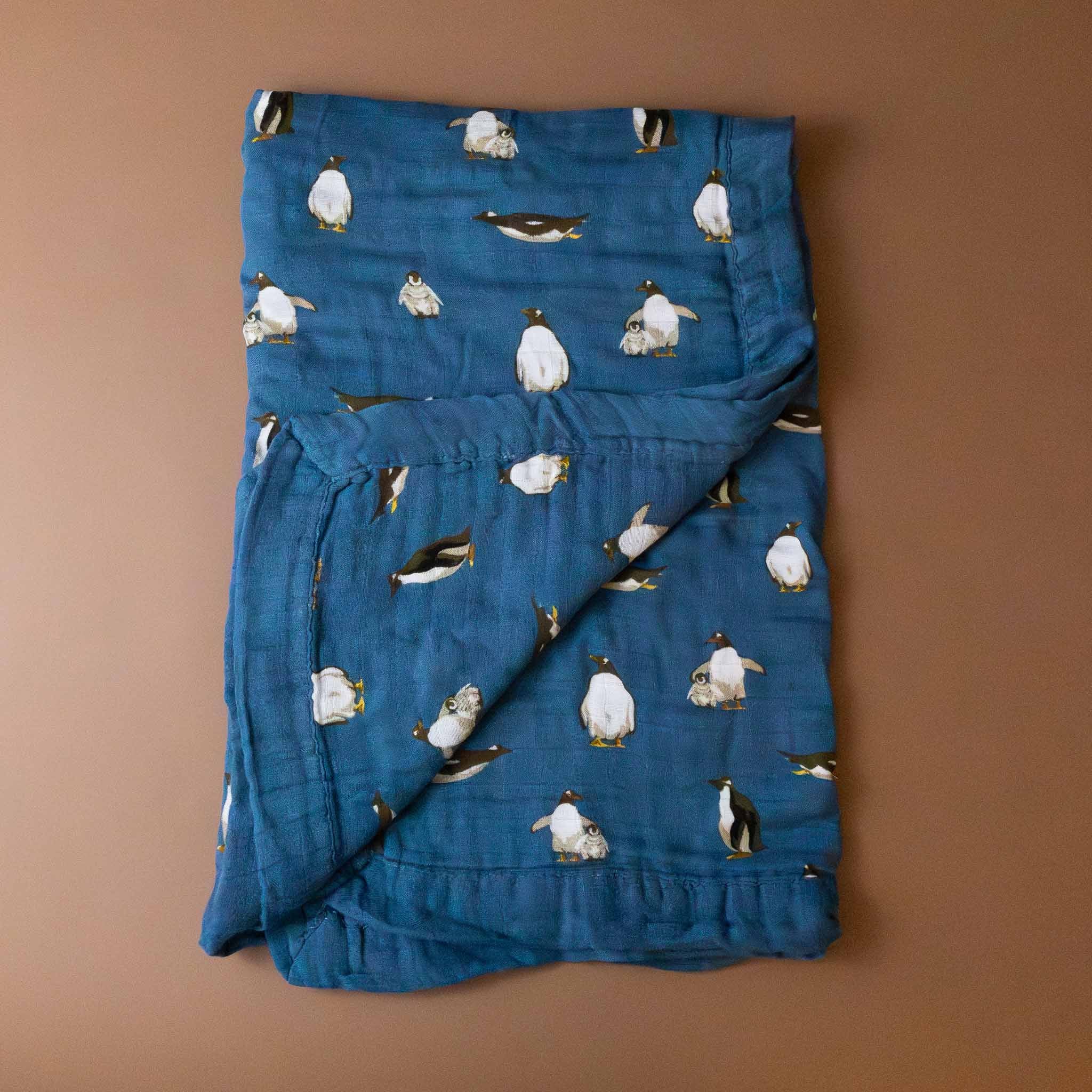 big-lovie-penguins-on-blue-background-print