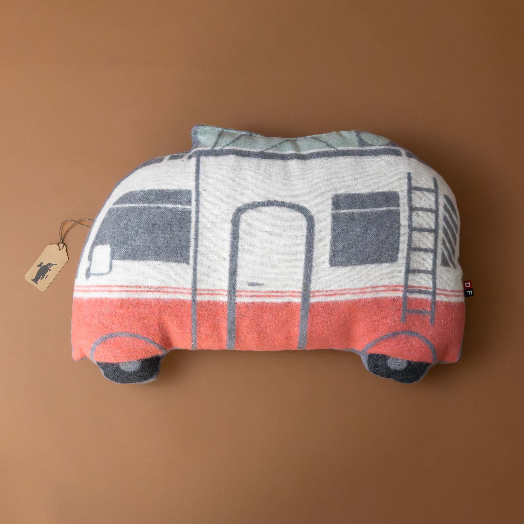 camper-van-pillow-red-and-white-with-green-gear-front