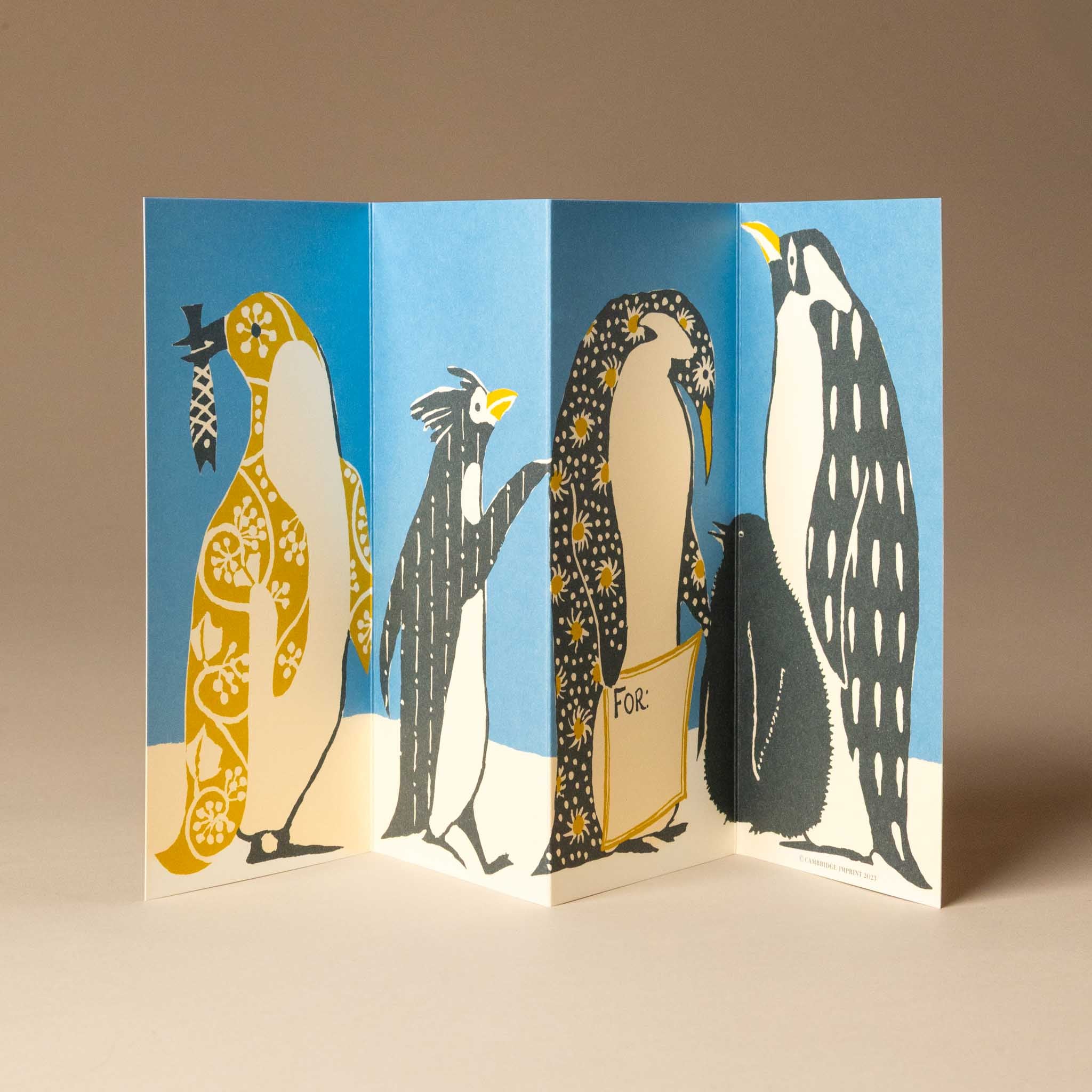 concertina-greeting-card--kimono-penguins-unfolded-with-message-For-and-4-penguins