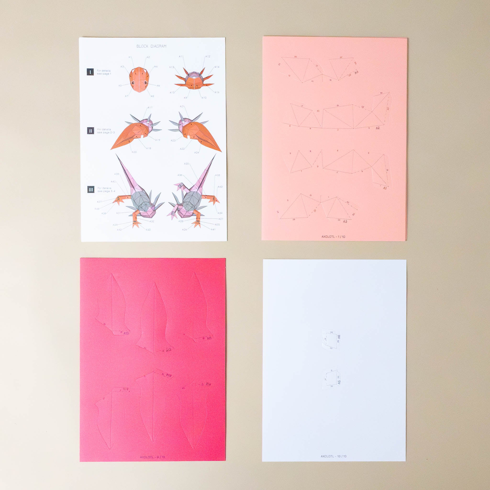 create-your-own-pink-3-d-origami-axolotl-model-kit-sheets-and-instructions