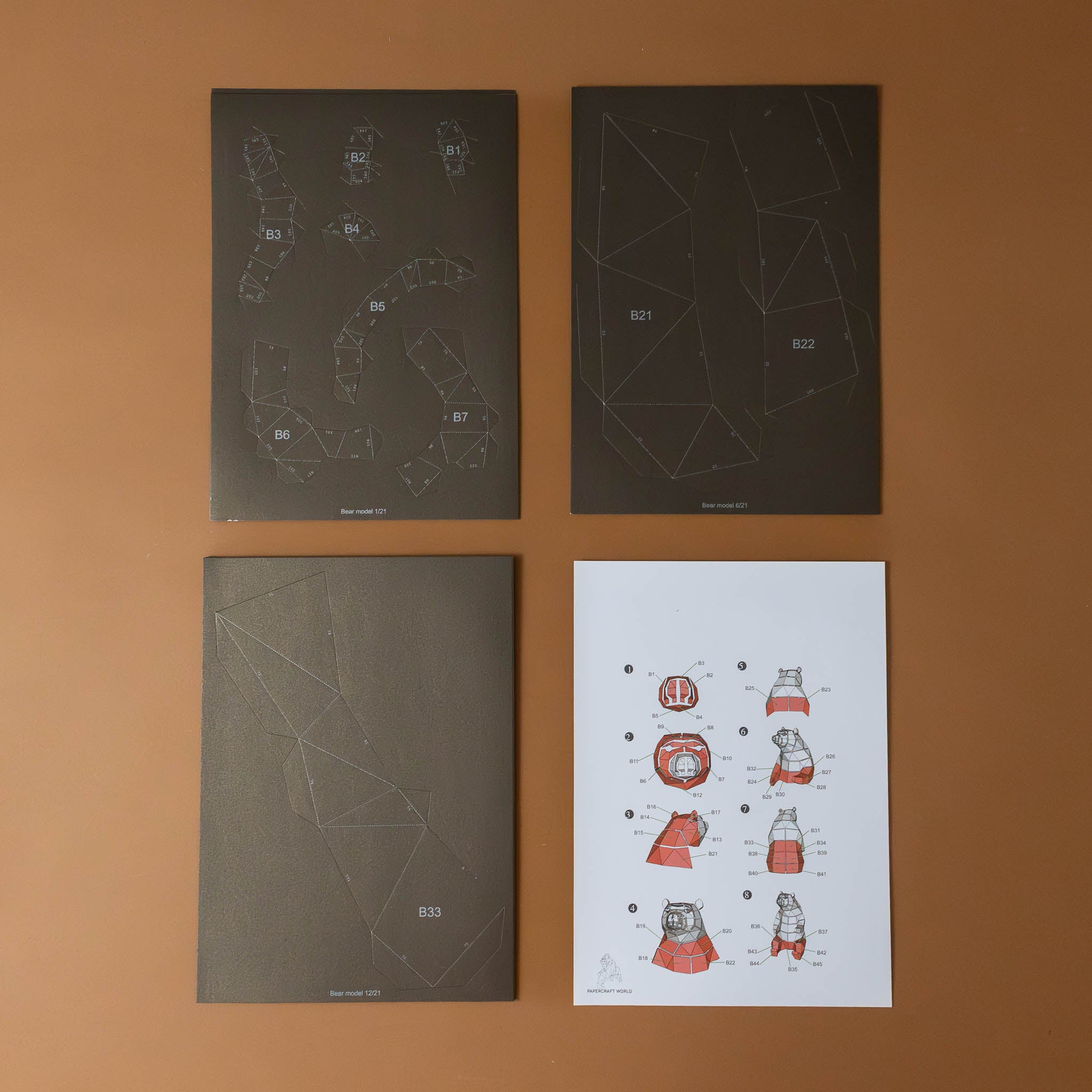 create-your-own-3-d-origami-bear-model-kit-parts-to-assemble-and-instructions