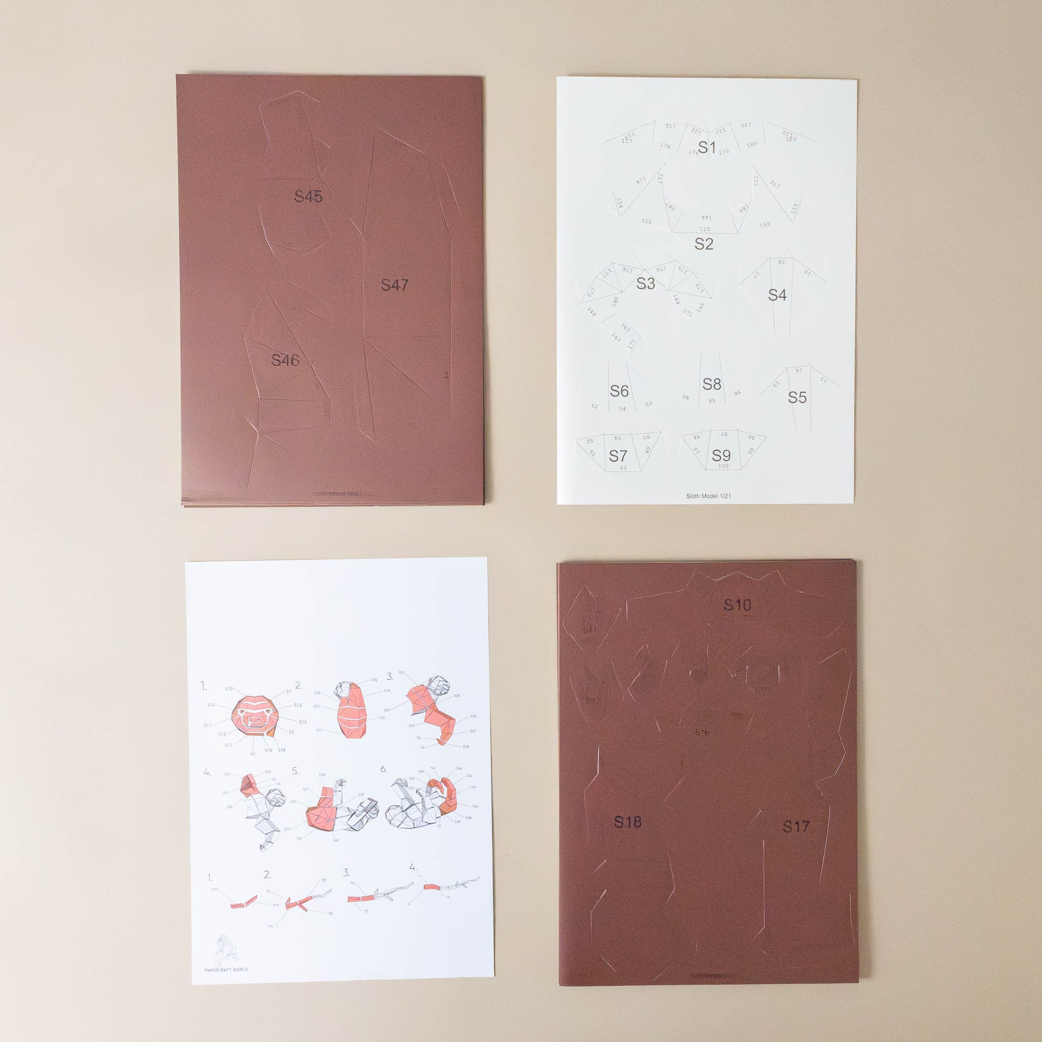 create-your-own-3-d-origami-sloth-wall-art-kit-sheets-and-instructions