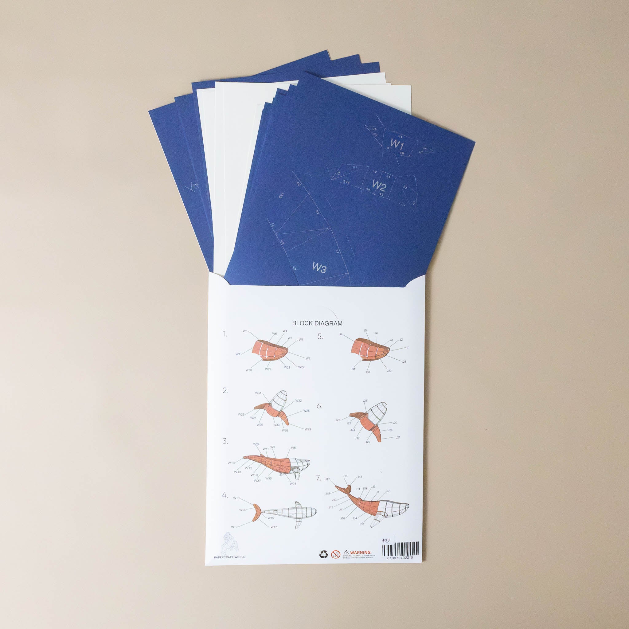 create-your-own-3-d-origami-blue-and-white-whale-model-kit-sheets-and-instructions