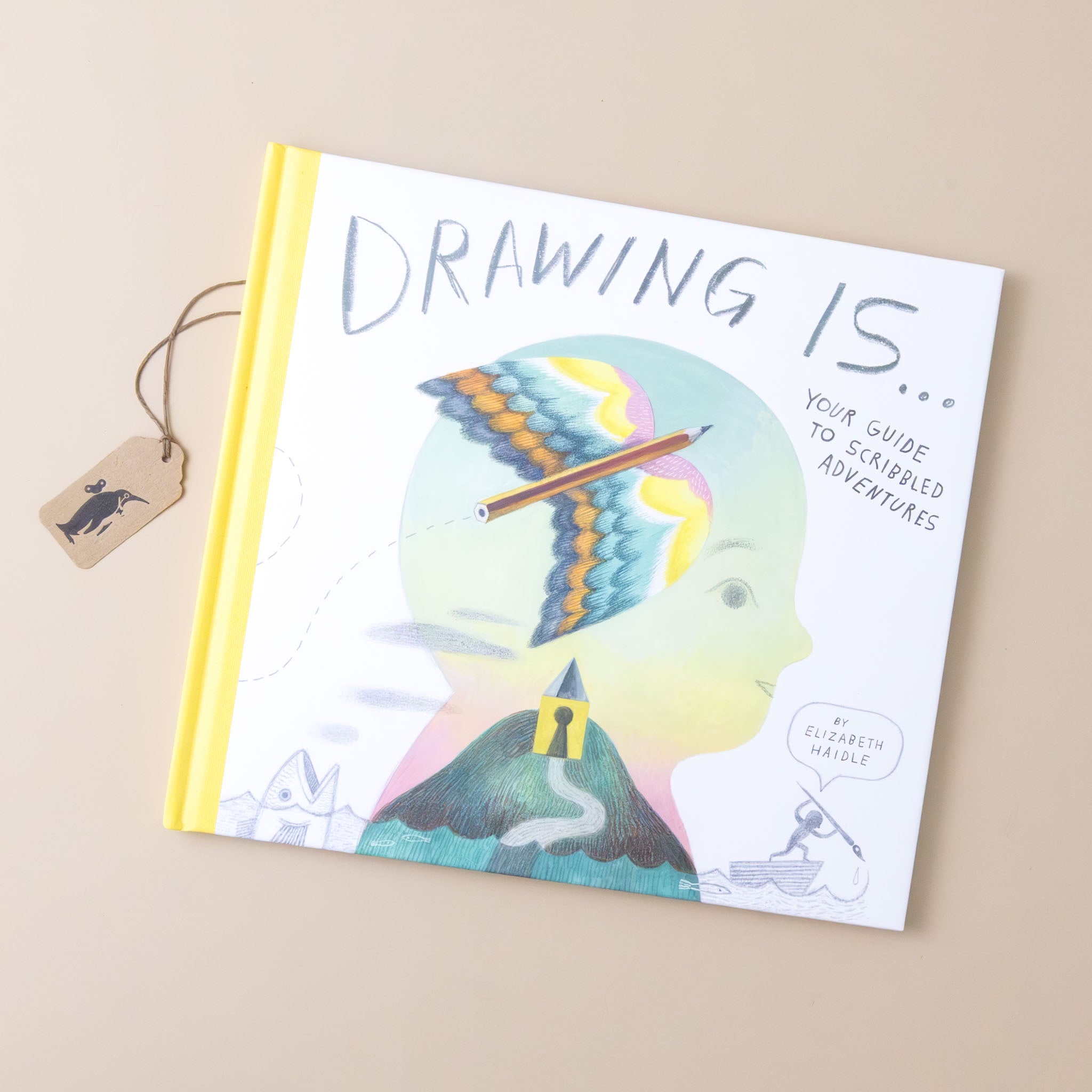 drawing-is-book-cover-with-a-bird-and-castle-door-key-hole-overlayed-on-a-child