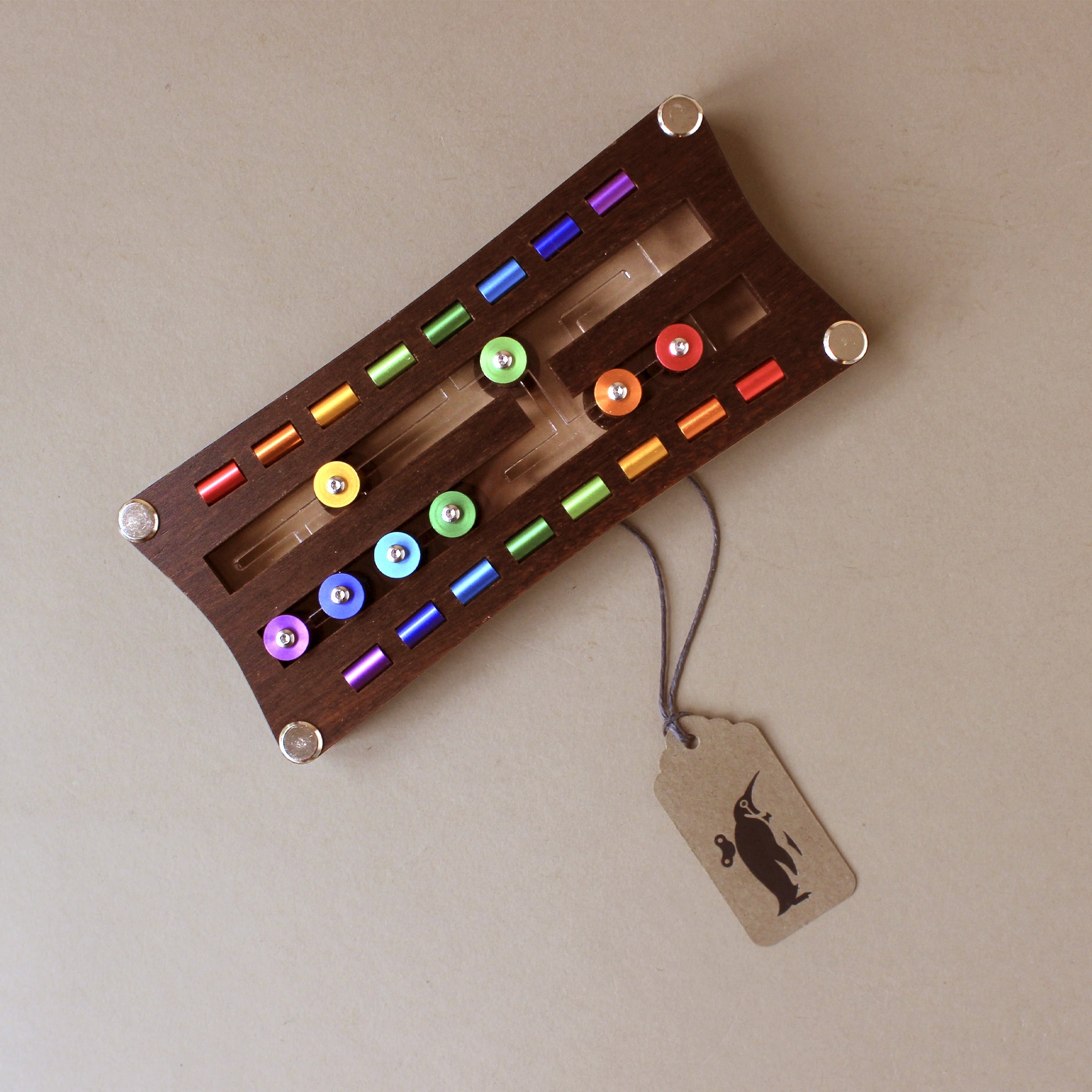 Wooden Rainbow Eight Puzzle-with colorful pegs