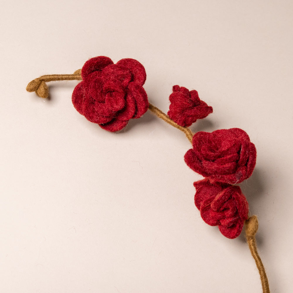 felt-rose-branch-dark-red