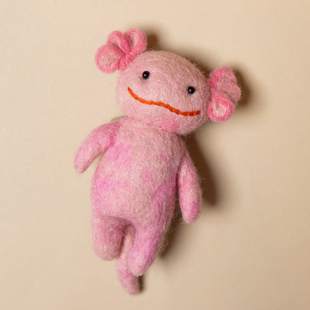 pink-felted-axolotl-finger-puppet