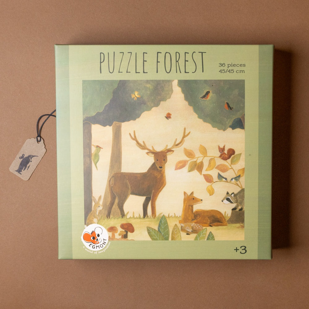 forest-36-piece-puzzle box titled 'Puzzle Forest' with a deer illustration on a brown background