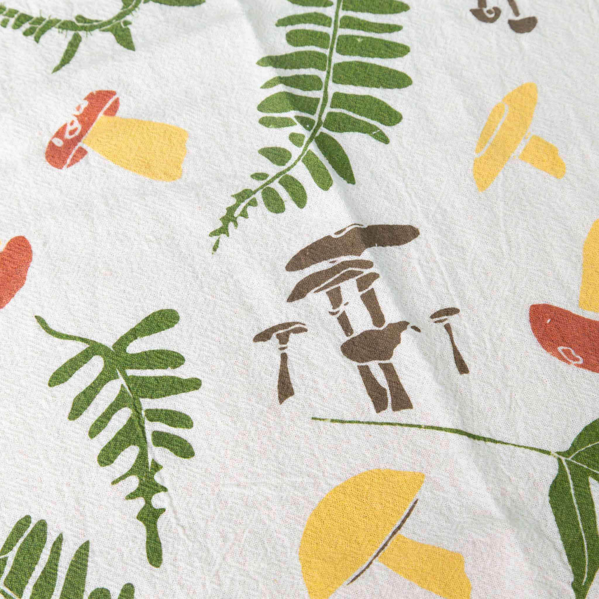 forest-finds-kitchen-tea-towel-mushrooms-ferns-detail