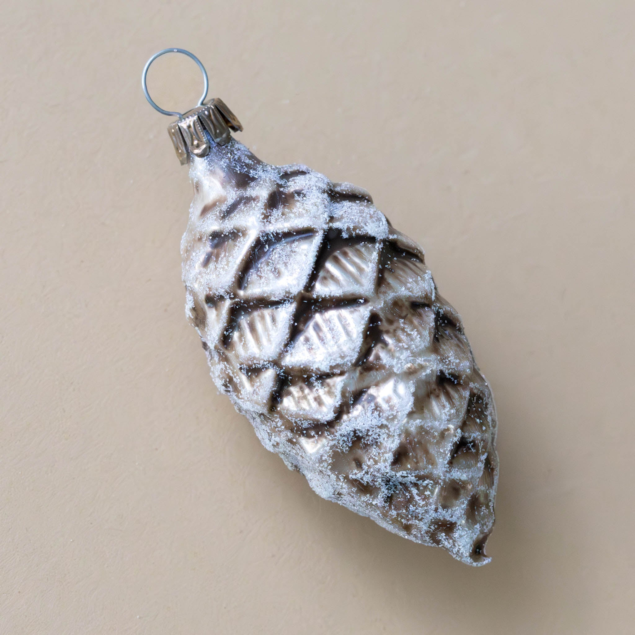 German Glass Ornament | Snow Glitter Pinecone