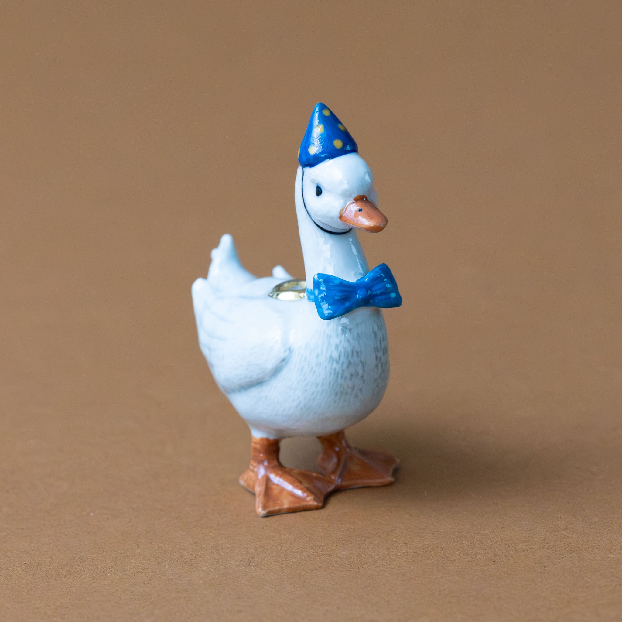 heirloom-porcelain-cake-topper-goose-blue-hat-bowtie