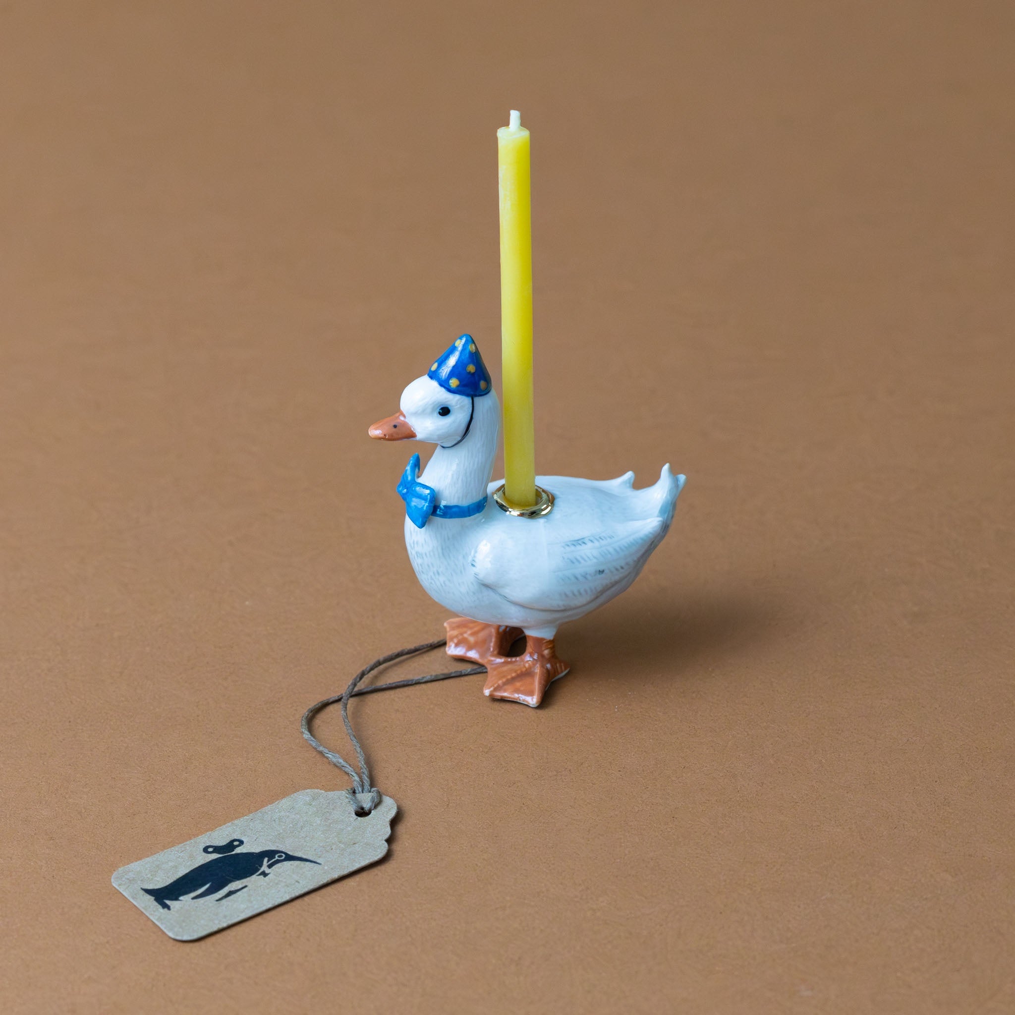 heirloom-porcelain-cake-topper-goose-blue-hat-beeswax-candle