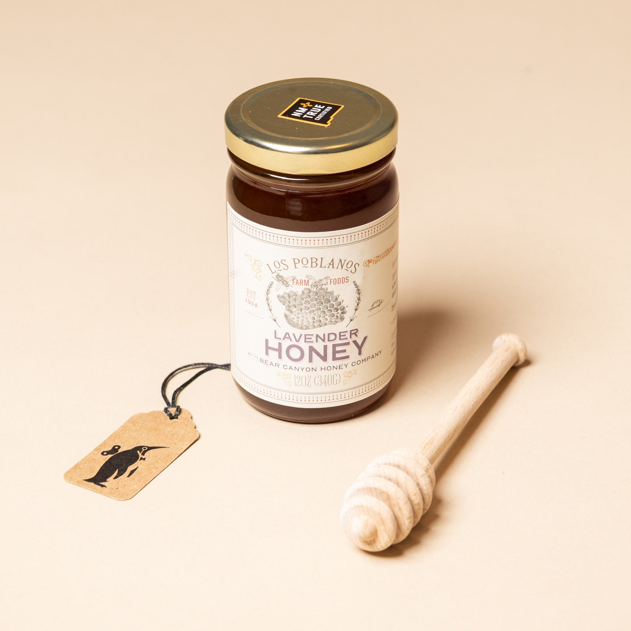 Lavender Honey & Wooden Honey Dipper Set