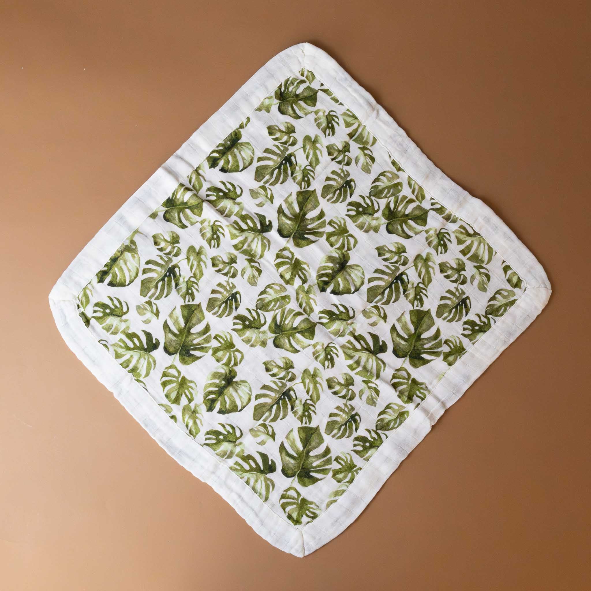 little-lovie--monstera-leaf-green-on-white