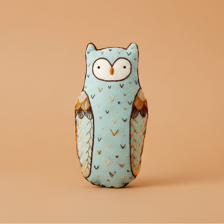 Make Your Own Embroidered Animal Kit | Horned Owl