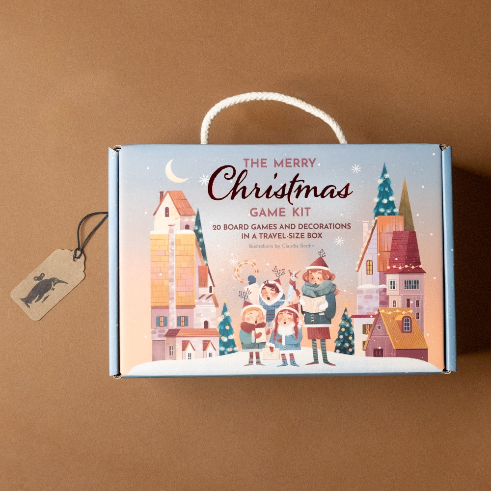 my-little-interactive-box-of-christmas-games box with festive illustration on a brown background