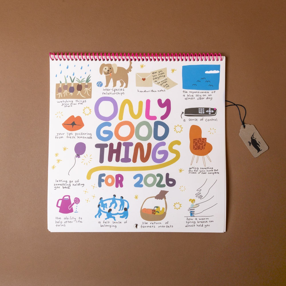Calendar titled 'Only Good Things for 2026' on a brown background