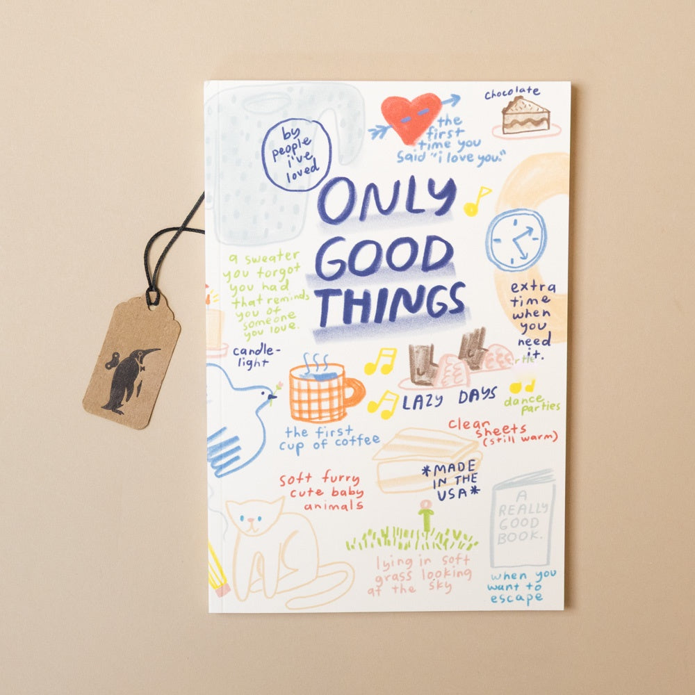 only-good-things-notebook various illustrations on a beige background