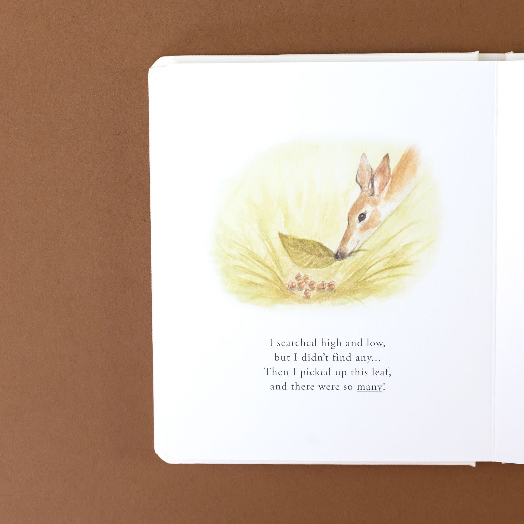 image-of-a-deer-carrying-a-leaf-finding-acorns-and-text