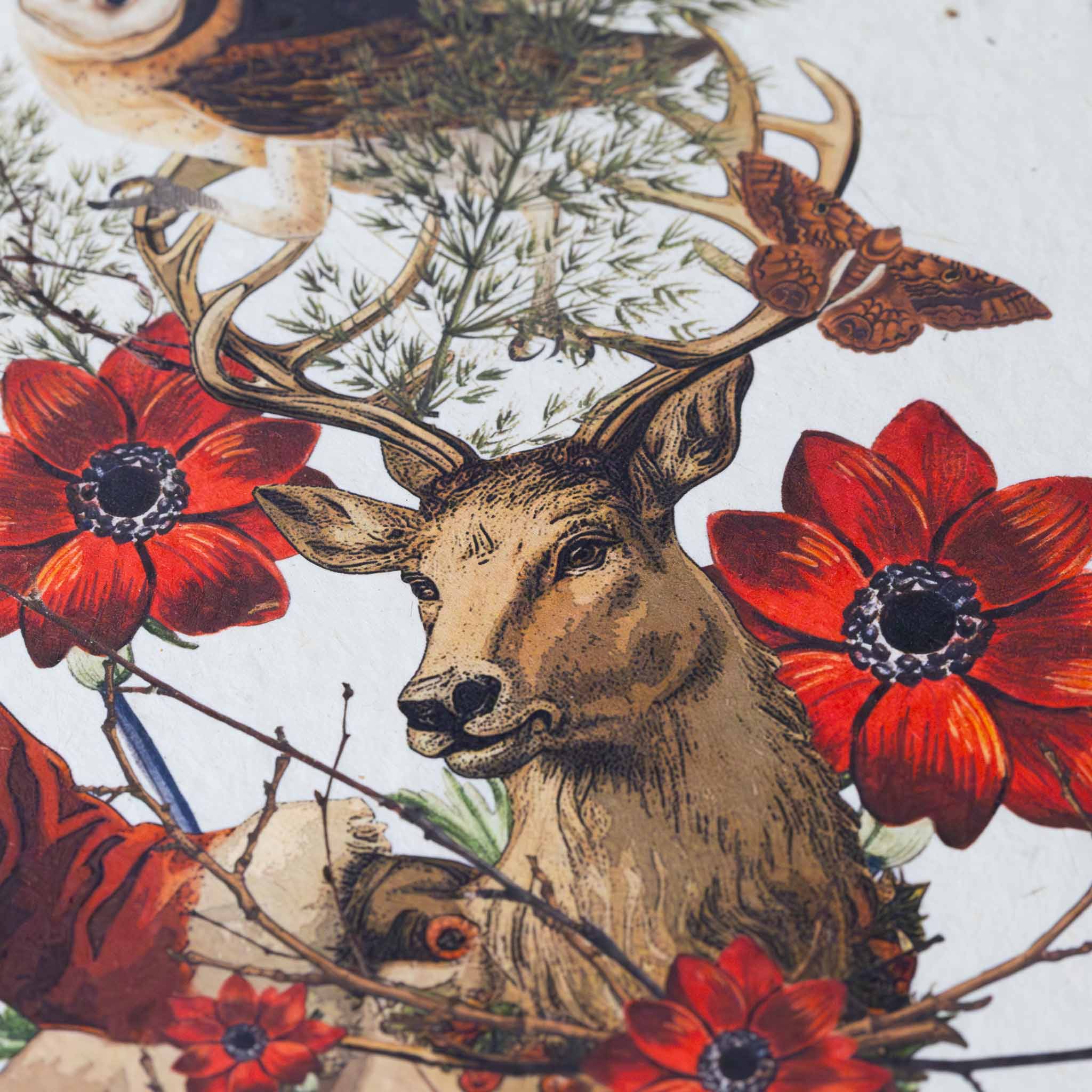 paper-print-everything-is-beautiful-image-of-deer-along-with-red-flowers-with-script-text-and-scroll
