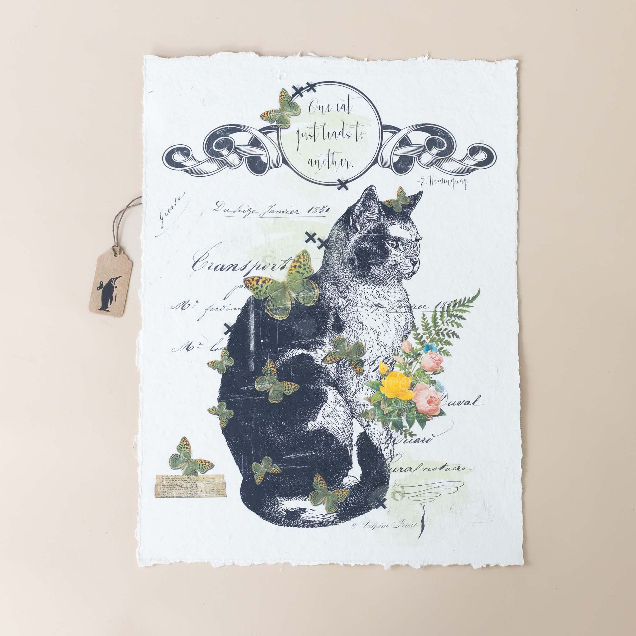 paper-print-one-cat-or-two-cat-image-with-flowers-and-butterflies-and-quote-one-cat-leads-to-another