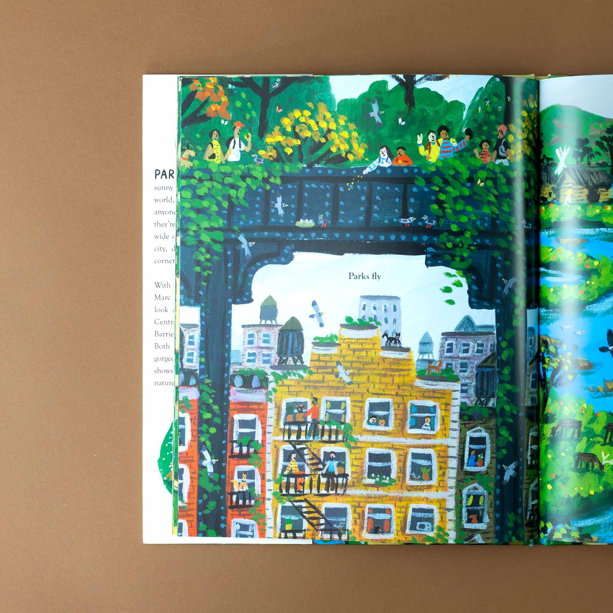 parks-book-interior-page-with-llistration-of-park-in-a-city-text-parks-fly