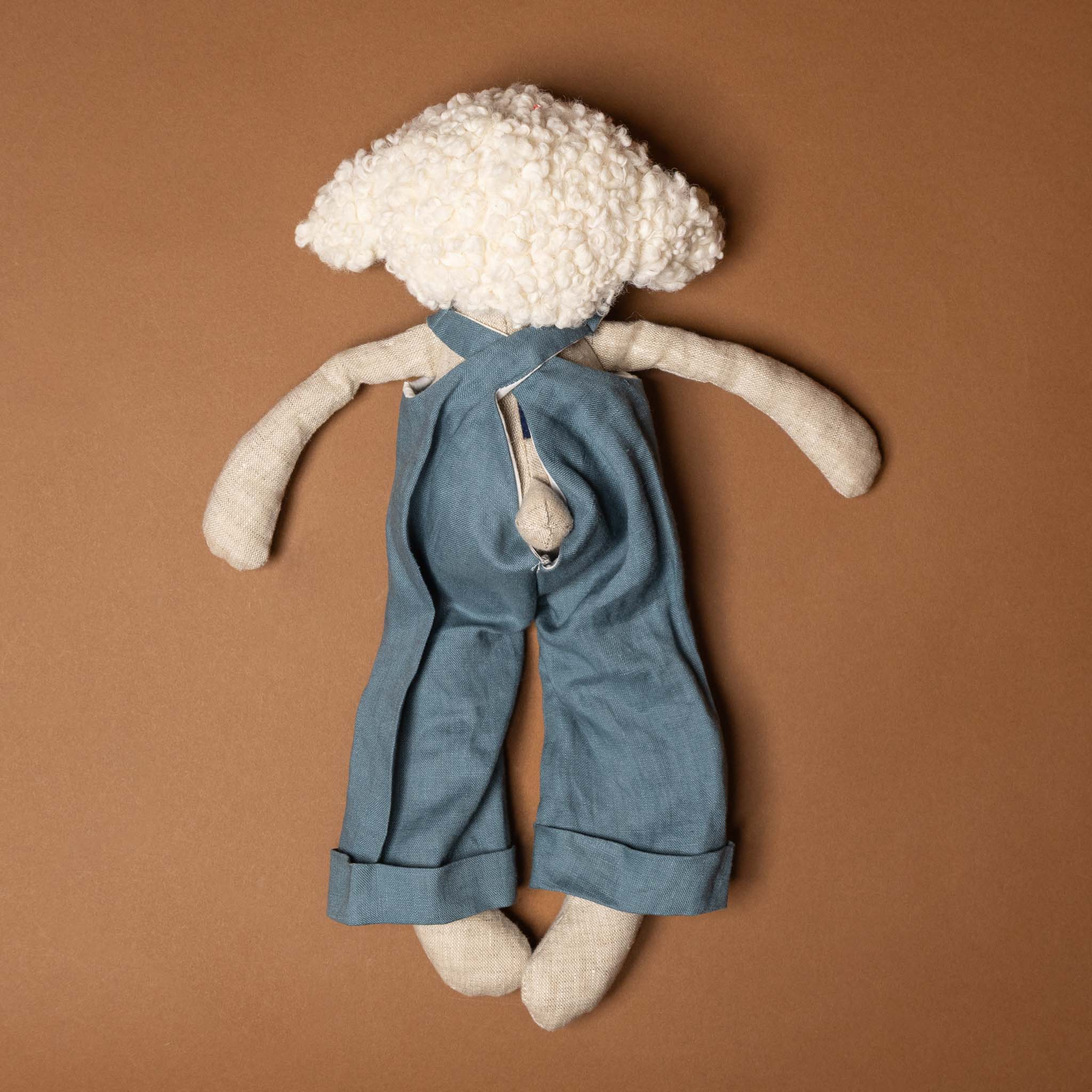 perlipopette-linen-sheep-blue-overalls-back