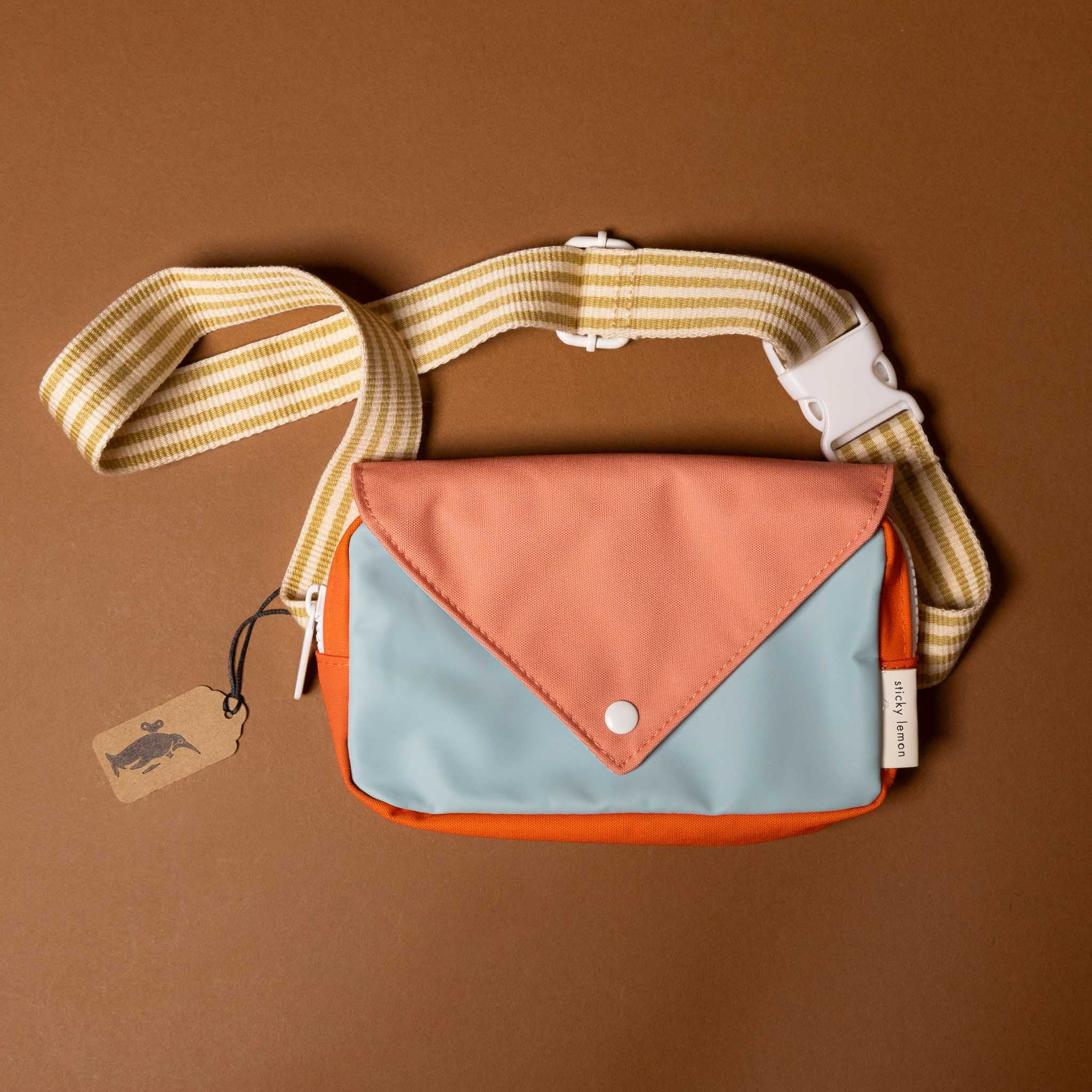 recycled-wonders-fanny-pack-ocean-coral-yellow-striped-strap