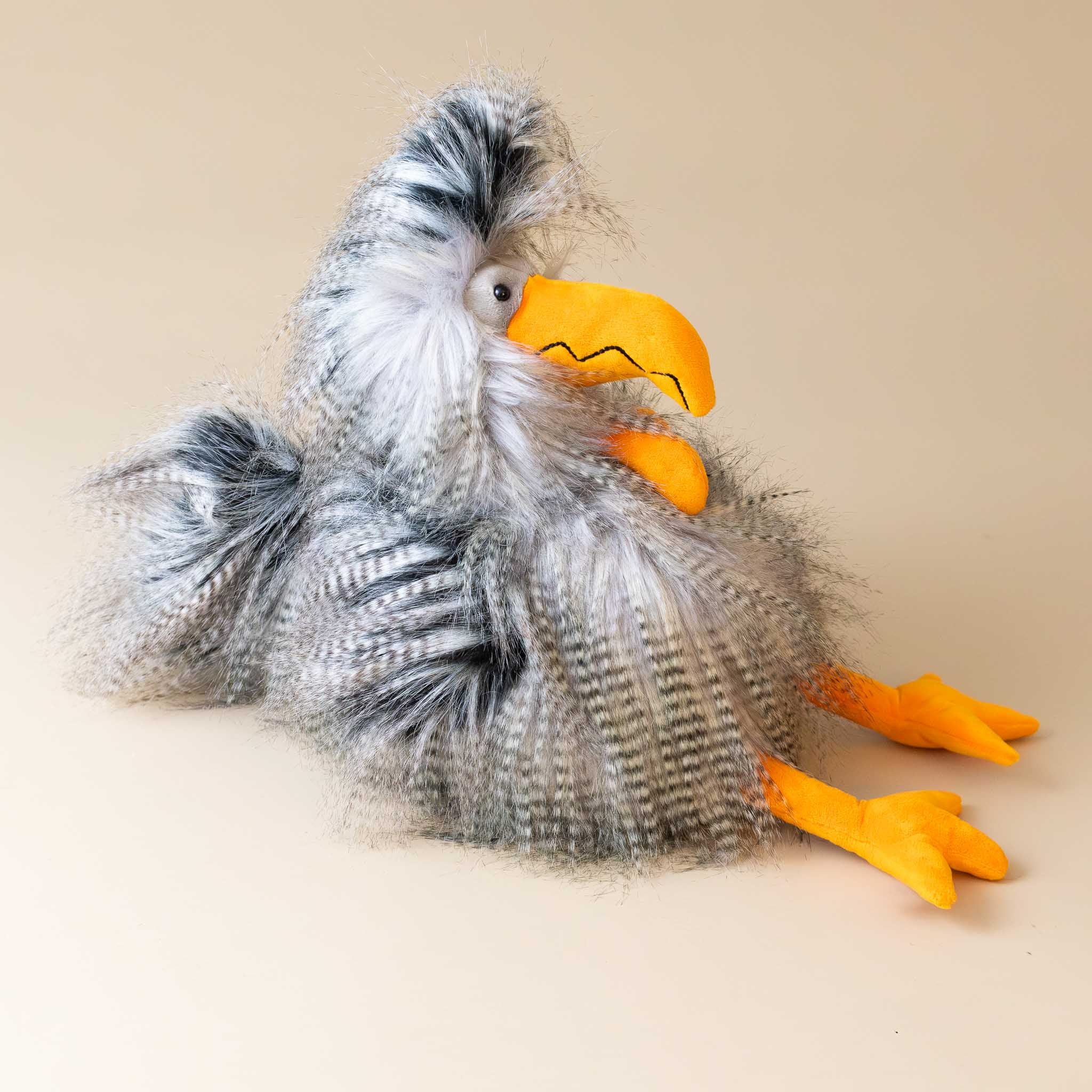 roost-boost-rooster-grey-plume-with-orange-beak-and-feet-side