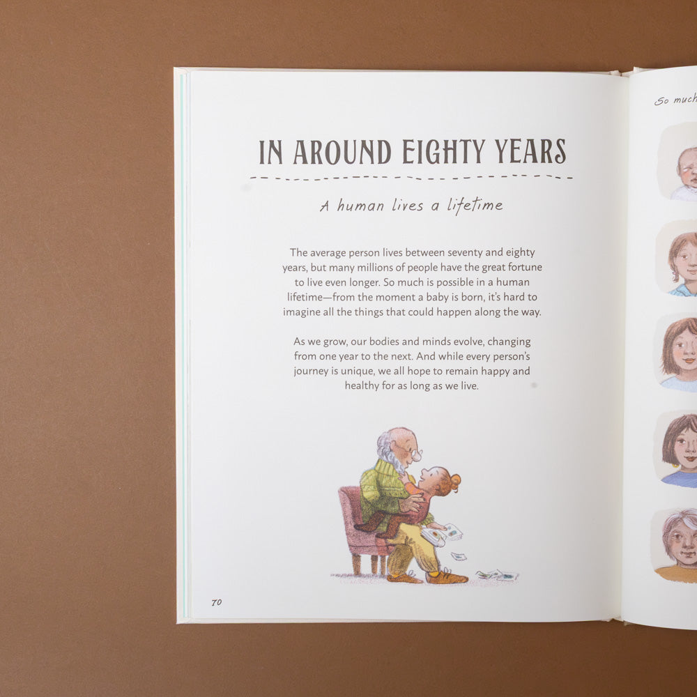 slow-down-box-set Open book with text and illustrations on a brown background