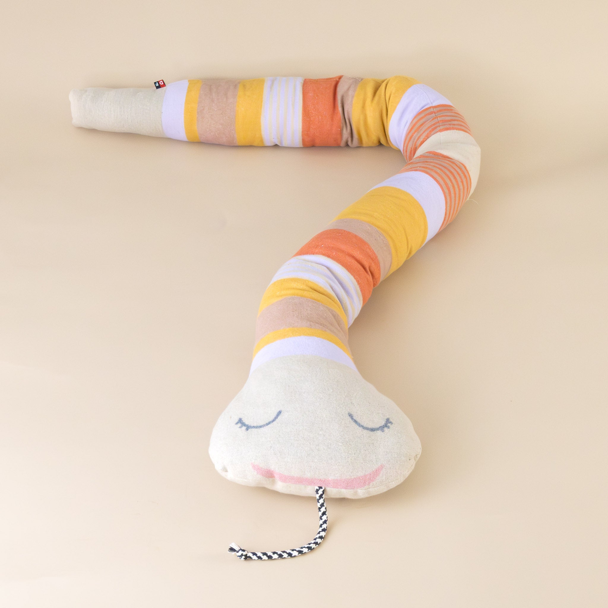 stripey-snake-nesting-cushion-pink-orange-yellow-oatmeal-rope-tongue-full