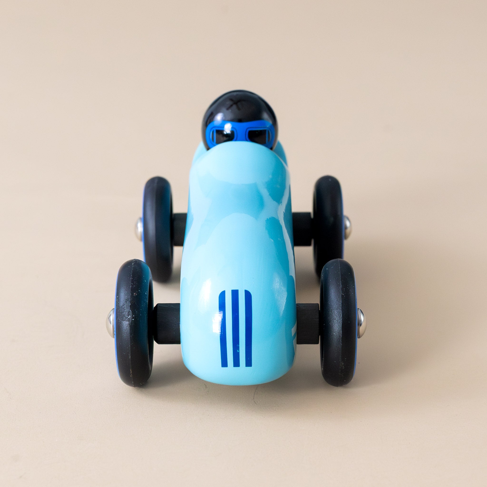 wooden-old-sport-compet-car-turquoise-blue-number-one-and-tires-front