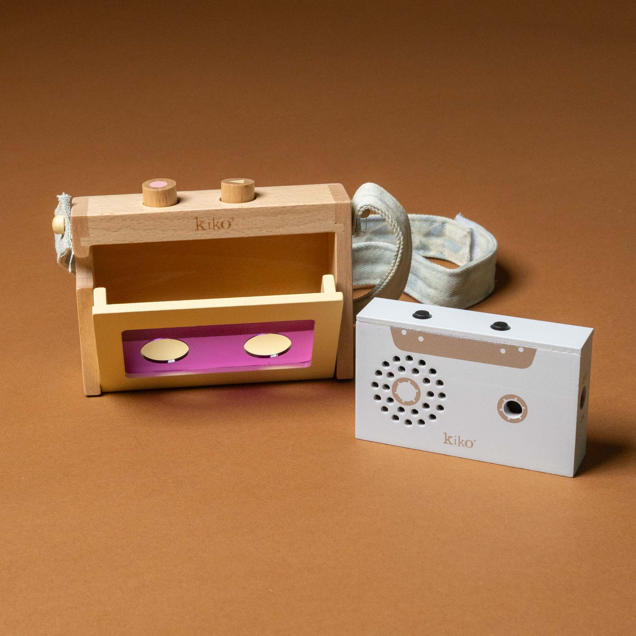 wooden-tape-recorder-with-purple-faceplate-with-tape-out-of-case