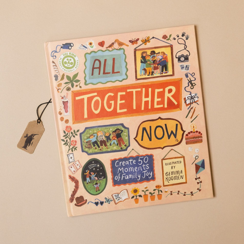 Book titled 'All Together Now' with illustrations on a beige background