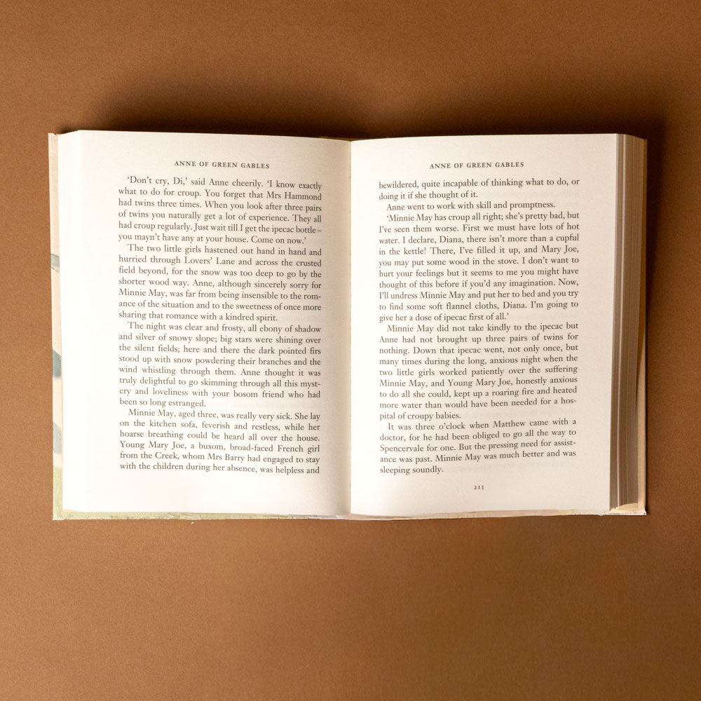 anne-of-green-gables Open book on a brown background
