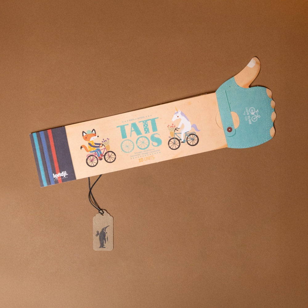 armful-of-tattoos-bikes with biking characters on a brown background