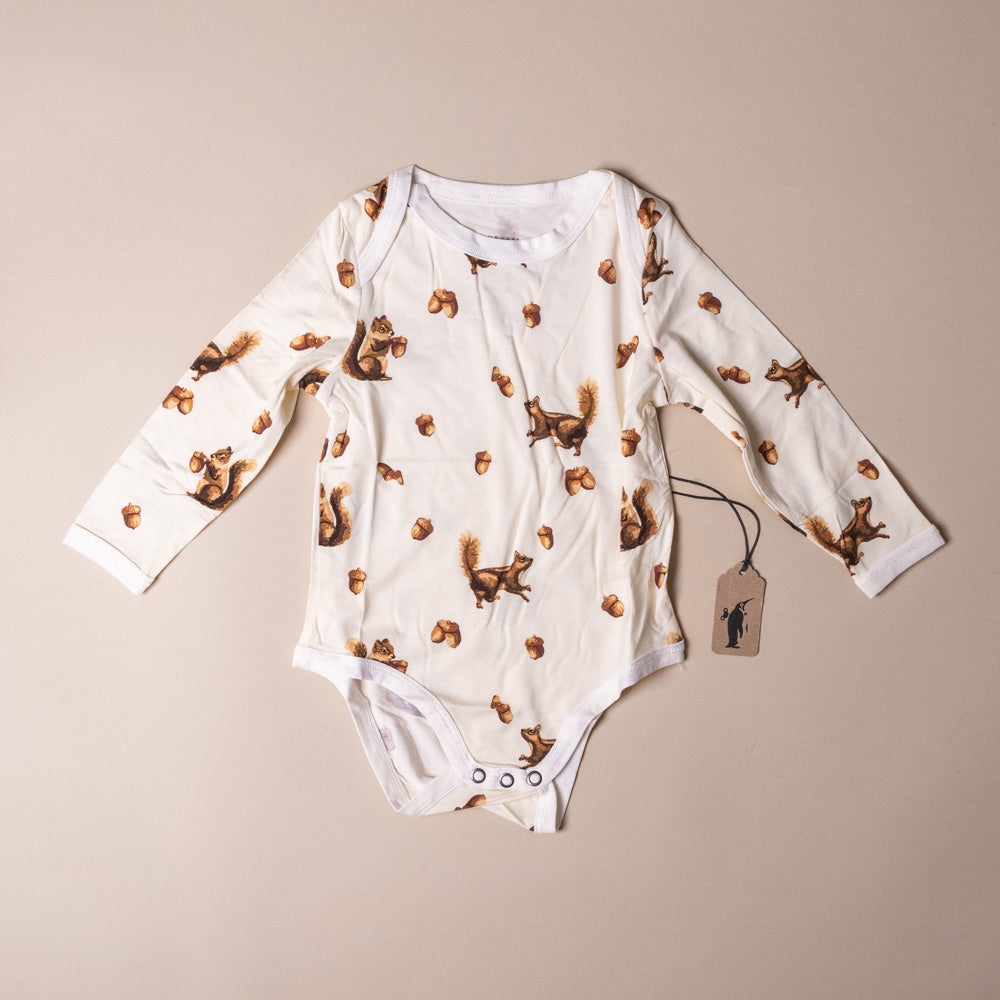 Bamboo Stretch Long Sleeve Onesie | Chipmunk