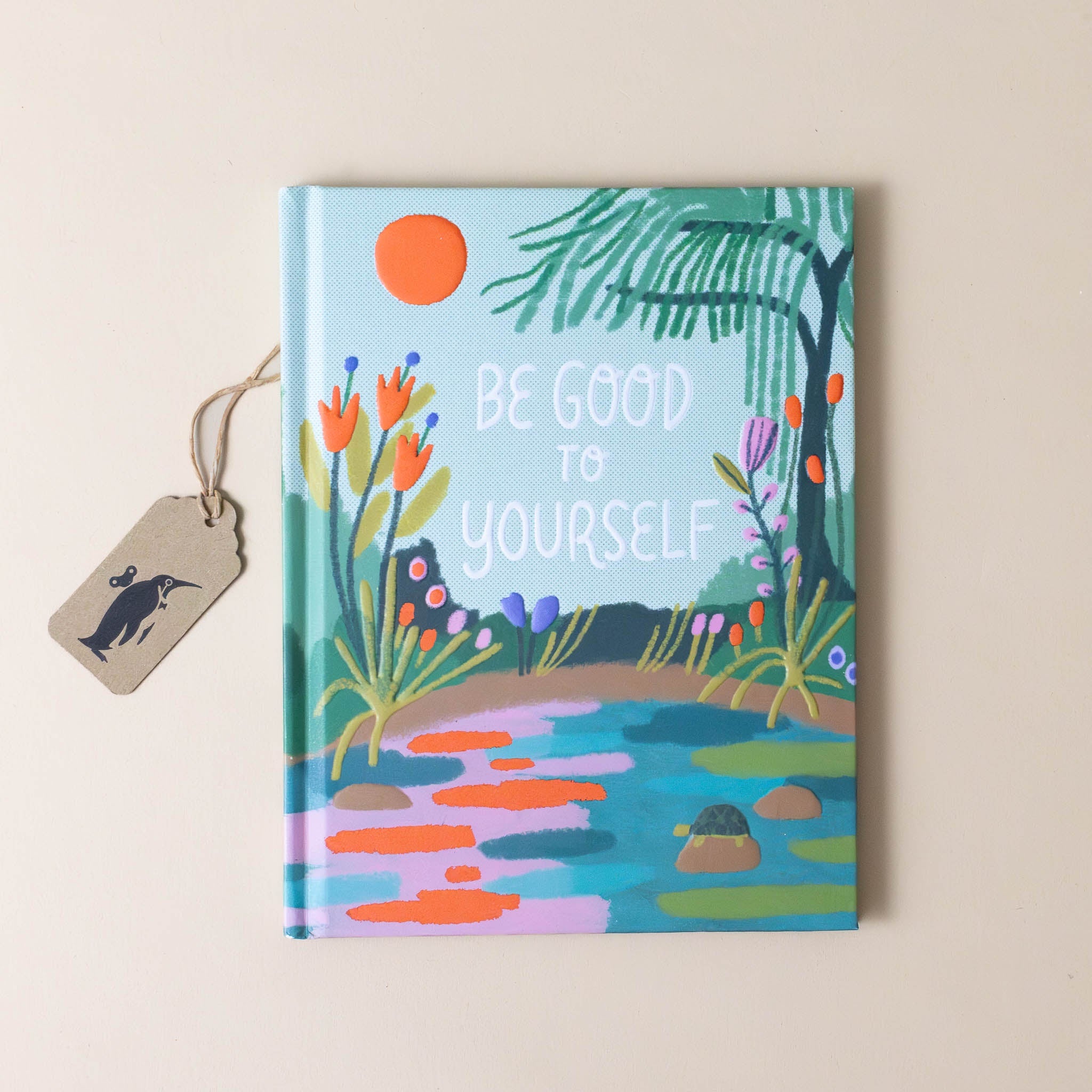 be-good-to-yourself-book-cover-with-colorful-sunset-scene-at-a-pond