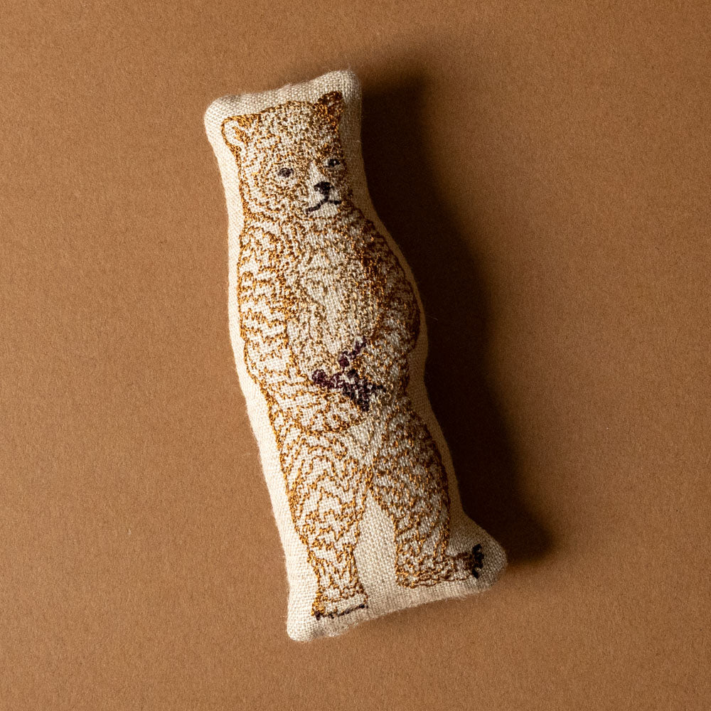 briar-bears-pocket-pillow with pillow pal bear on a brown background