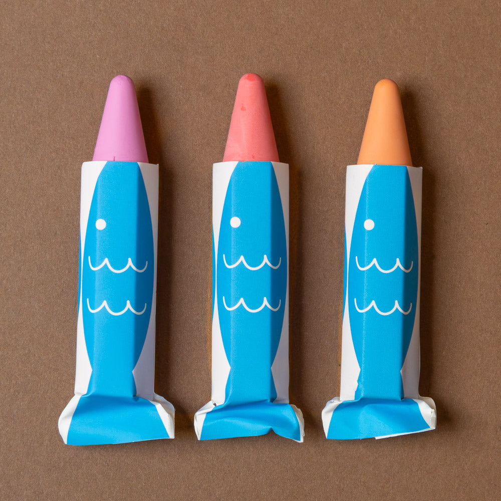 Buttery Soft Rice Wax Bath Crayons | 3pc Coral