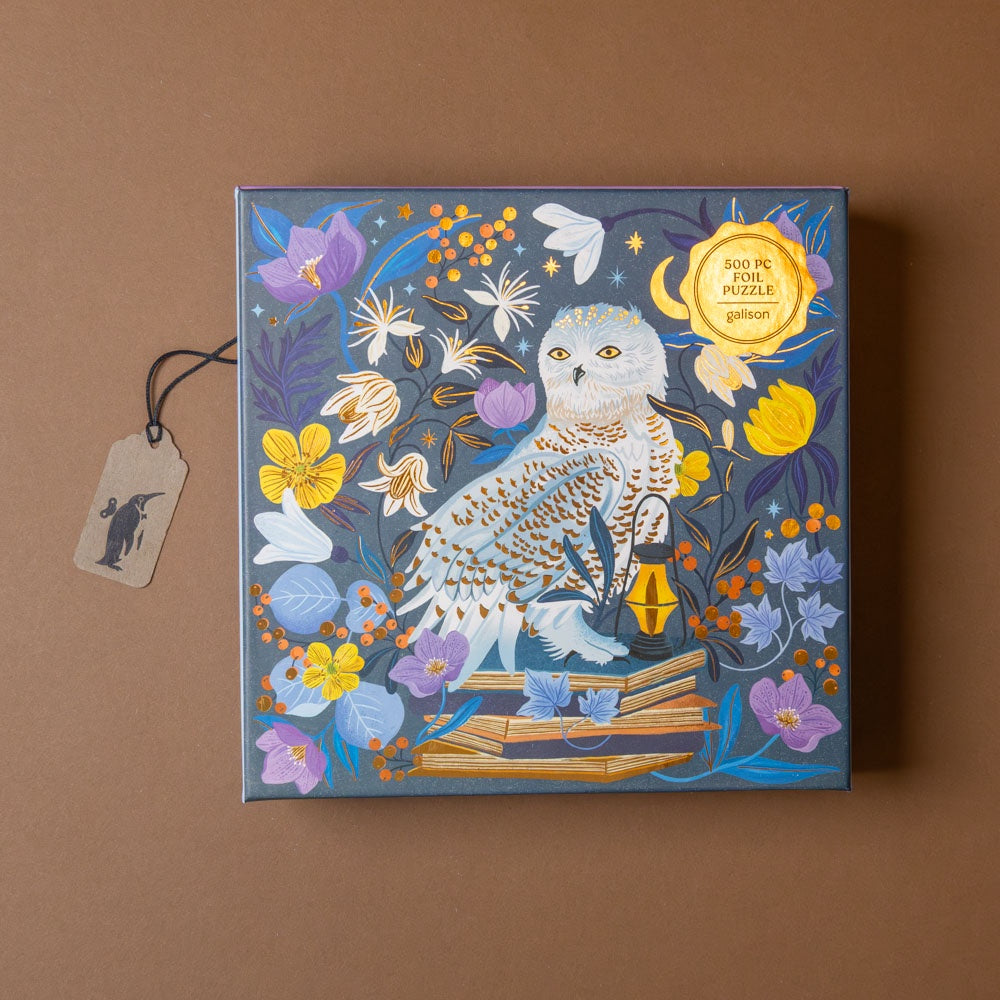 celestial-owl-500-piece-puzzle box with an owl illustration on a brown background