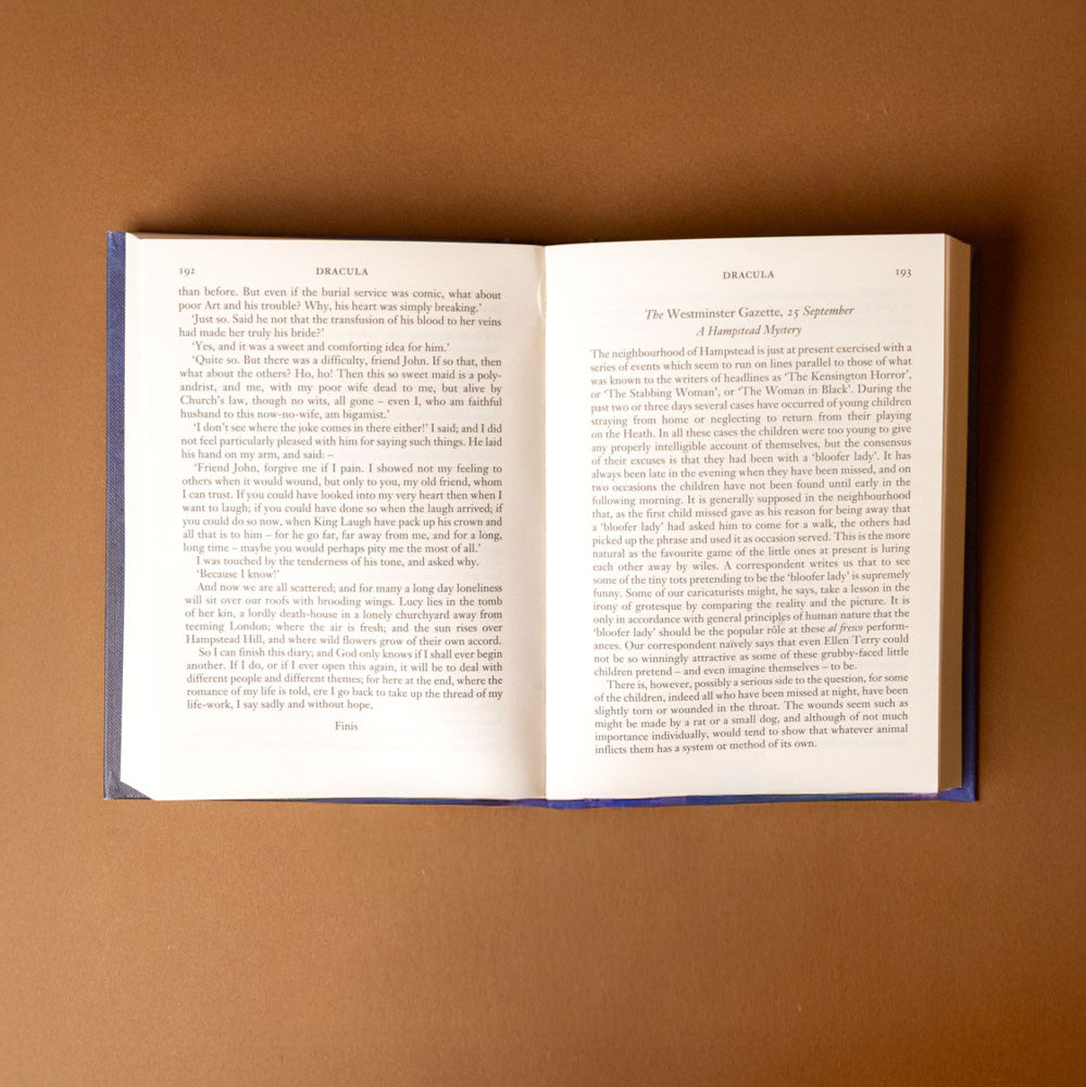 dracula Open book on a brown background
