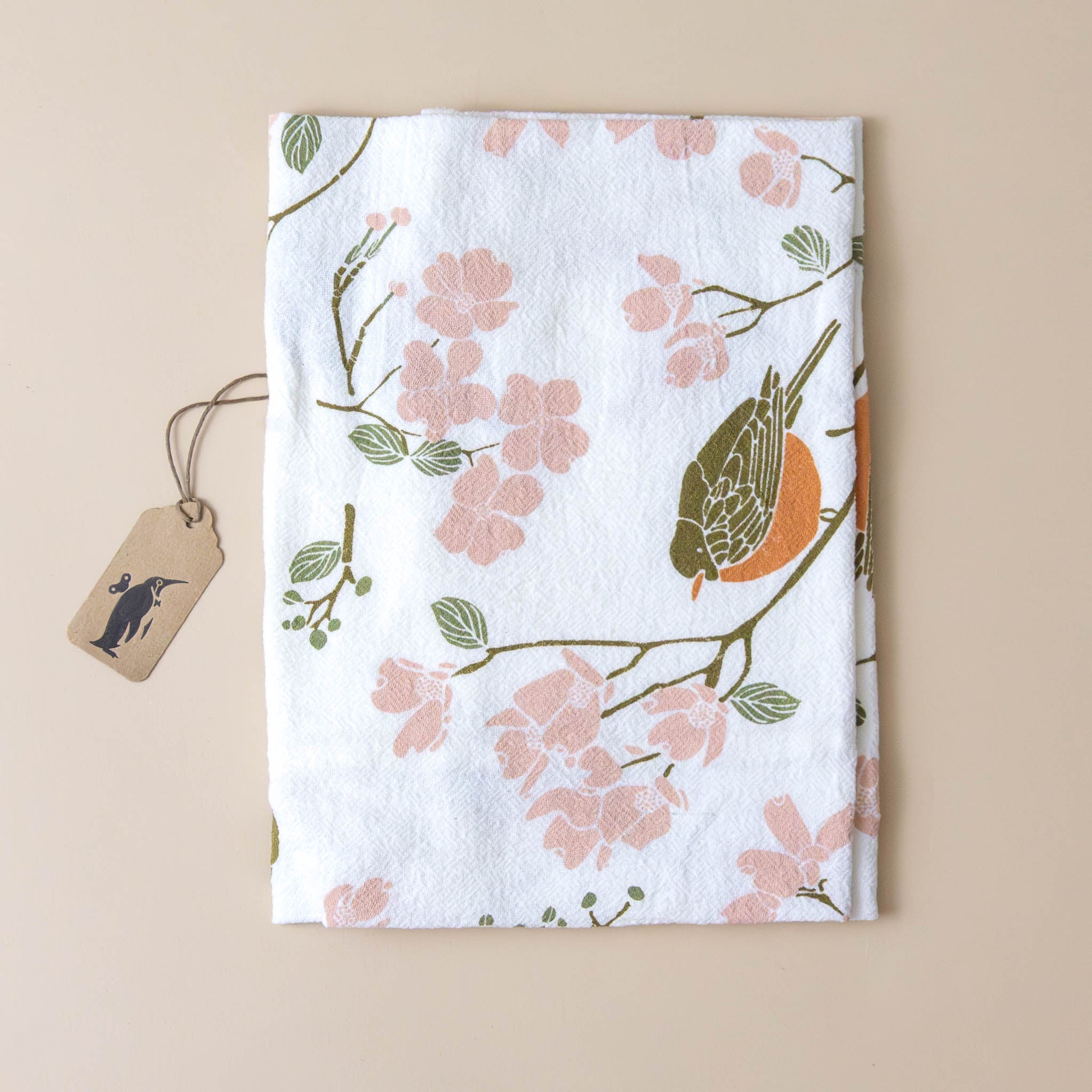 early-bird-kitchen-towel-robin-and-pink-flowering-tree