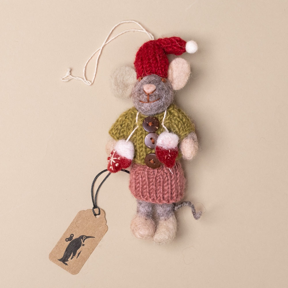 felted-grey-mouse-ornament--green-sweater-pink-skirt--mittens