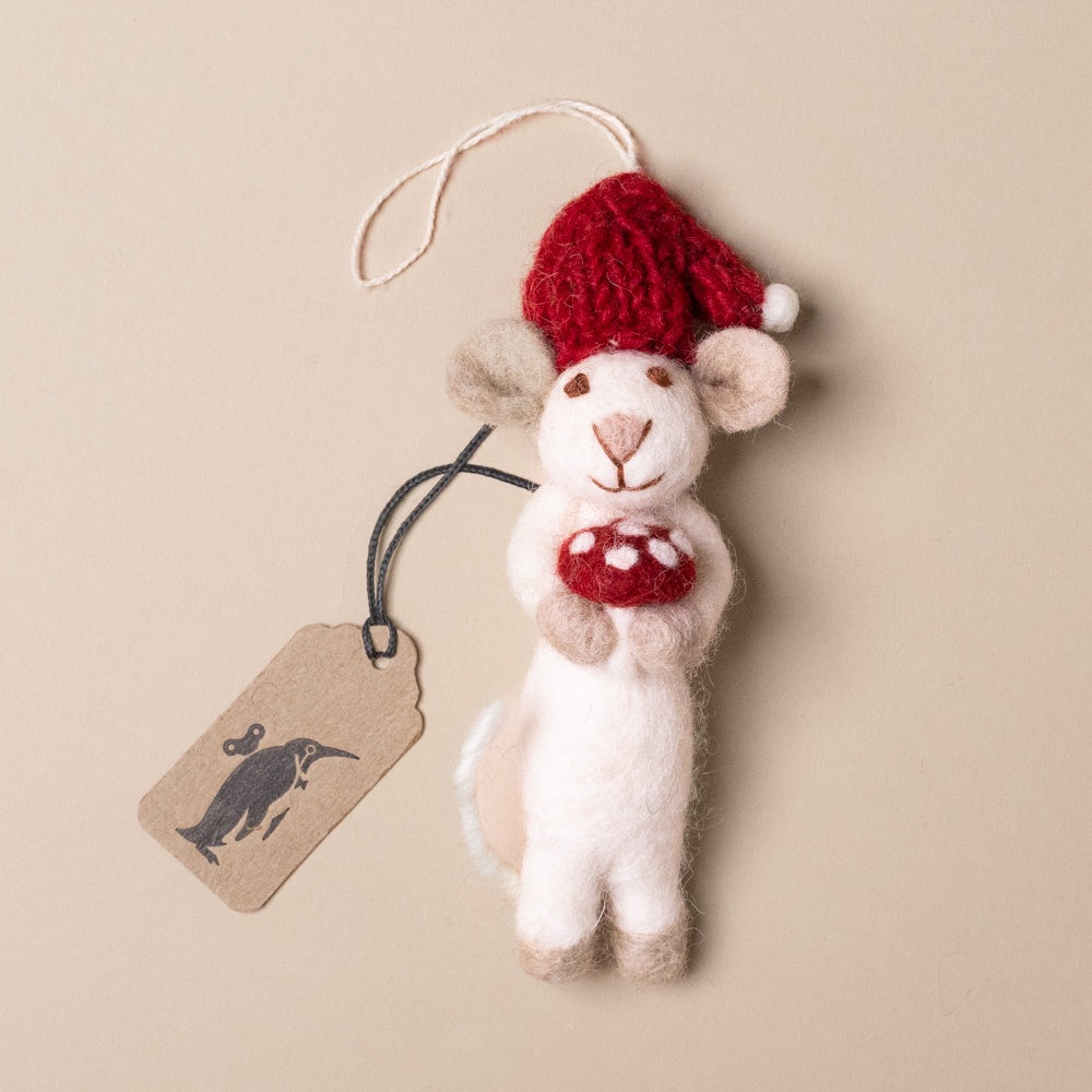 felted-white-mouse-ornament-red-hat-and-mushroom