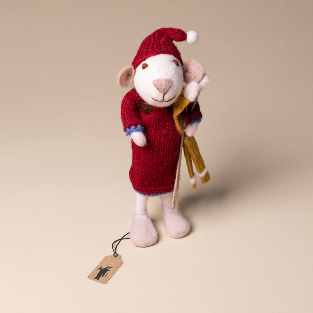 felted-white-mouse-red-dress-and-skis