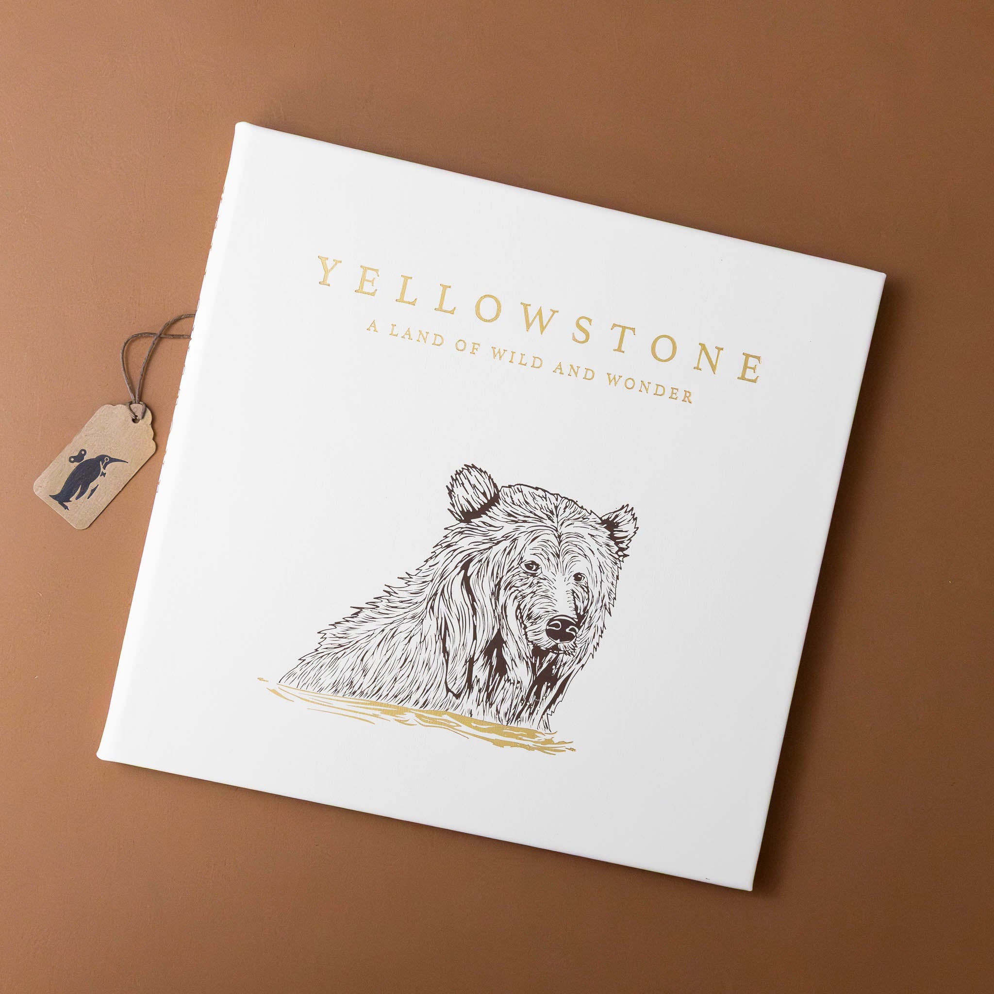 leather-bound-yellowstone-book-white-cover-with-pencil-illustration-of-bear