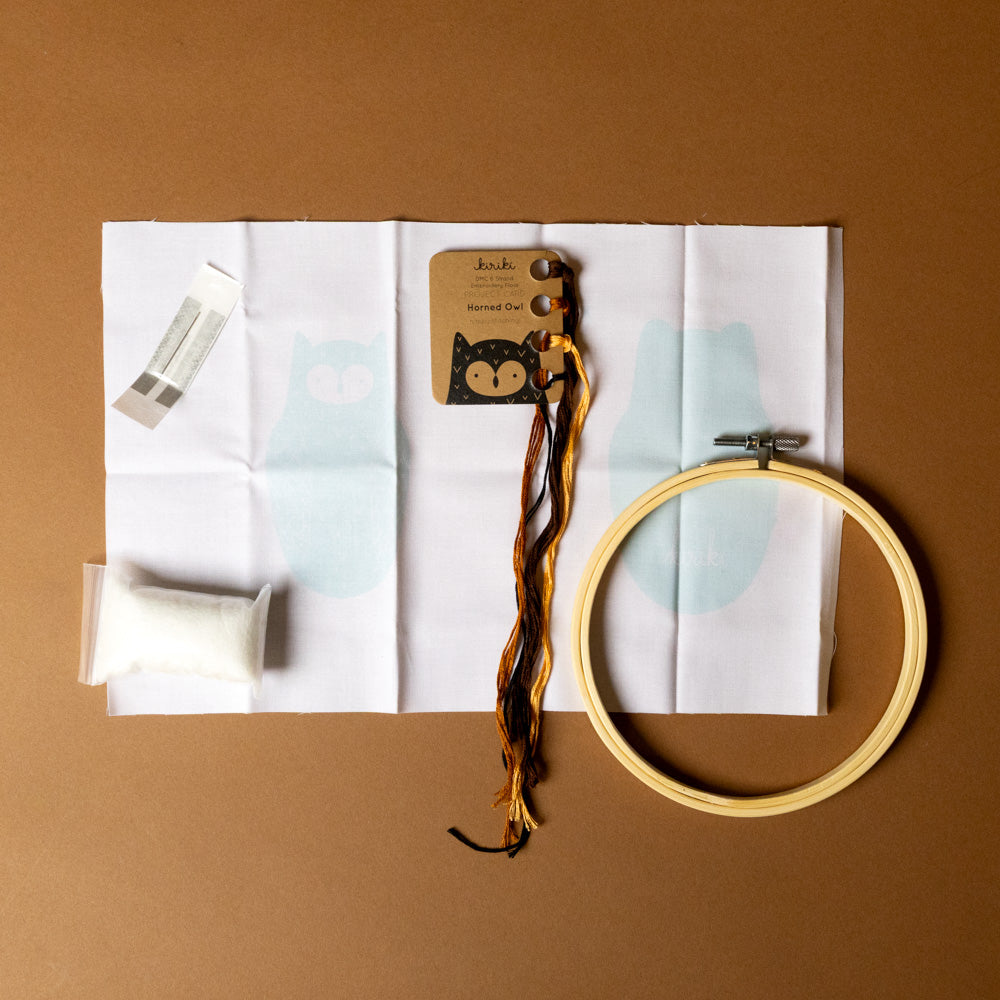 Make Your Own Embroidered Animal Kit | Horned Owl
